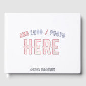 カスタマイズスタイリッシュ可能な白モダン検証済みブランド ゲストブック (正面)