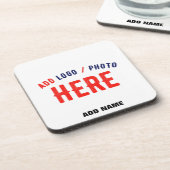 カスタマイズスタイリッシュ可能な白モダン検証済みブランド コースター (左側)