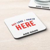 カスタマイズスタイリッシュ可能な白モダン検証済みブランド コースター (左側)