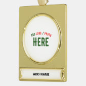 カスタマイズスタイリッシュ可能な白モダン検証済みブランド ゴールドプレートバナーオーナメント (左)