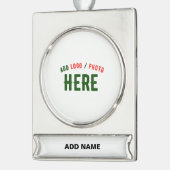 カスタマイズスタイリッシュ可能な白モダン検証済みブランド シルバープレートバナーオーナメント (左)