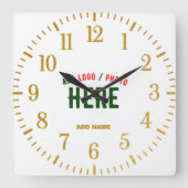 カスタマイズスタイリッシュ可能な白モダン検証済みブランド スクエア壁時計 (正面)