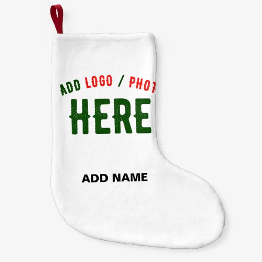 カスタマイズスタイリッシュ可能な白モダン検証済みブランド スモールクリスマスストッキング (正面)