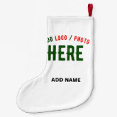 カスタマイズスタイリッシュ可能な白モダン検証済みブランド スモールクリスマスストッキング (裏面)