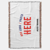 カスタマイズスタイリッシュ可能な白モダン検証済みブランド スローブランケット (正面縦)