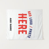 カスタマイズスタイリッシュ可能な白モダン検証済みブランド タペストリー (正面(横))