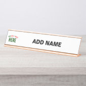 カスタマイズスタイリッシュ可能な白モダン検証済みブランド デスクネームプレート (正面)
