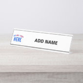 カスタマイズスタイリッシュ可能な白モダン検証済みブランド デスクネームプレート (正面)
