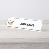 カスタマイズスタイリッシュ可能な白モダン検証済みブランド デスクネームプレート (正面)