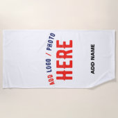 カスタマイズスタイリッシュ可能な白モダン検証済みブランド ビーチタオル (正面)
