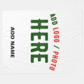 カスタマイズスタイリッシュ可能な白モダン検証済みブランド フリースブランケット (正面(横))