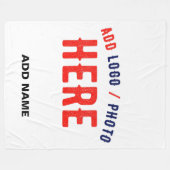 カスタマイズスタイリッシュ可能な白モダン検証済みブランド フリースブランケット (正面(横))