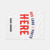 カスタマイズスタイリッシュ可能な白モダン検証済みブランド フリースブランケット (正面(横))