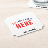 カスタマイズスタイリッシュ可能な白モダン検証済みブランド ペーパーコースター (アングル)