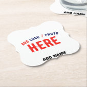 カスタマイズスタイリッシュ可能な白モダン検証済みブランド ペーパーコースター (アングル)