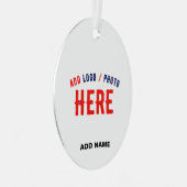 カスタマイズスタイリッシュ可能な白モダン検証済みブランド メタルオーナメント (正面右)