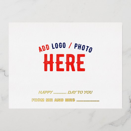 カスタマイズスタイリッシュ可能な白モダン検証済みブランド 箔シーズンポストカード (正面)