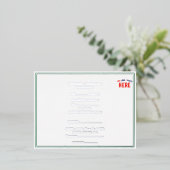 カスタマイズスタイリッシュ可能な白モダン検証済みブランド 箔招待状ポストカード (立ち正面)