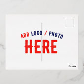 カスタマイズスタイリッシュ可能な白モダン検証済みブランド 箔招待状ポストカード (裏面)