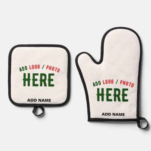 カスタマイズスタイリッシュ可能な白モダン検証済みブランド 鍋つかみ&鍋敷きセット (正面)