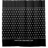 カスタマイズスタイリッシュ可能な白水玉模様ブラック シャワーカーテン (正面)