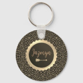 カスタマイズスタイリッシュ金ゴールドLeopard Print キーホルダー (正面)