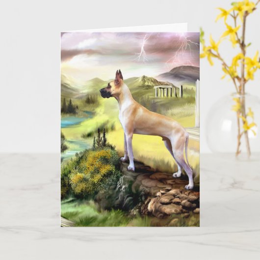 カスタマイズゼウスカードのグレートデーンの谷- カード (黄色い花)