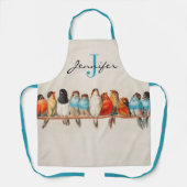 カスタマイズダスティブルーバードヴィンテージモノグラム名 エプロン (正面)