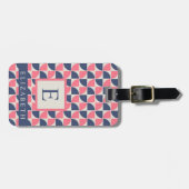 カスタマイズダークブルーピンク灰色の幾何学的 ラゲッジタグ (正面横)