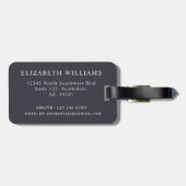 カスタマイズダークブルー黒茶色のパタ市松模様にーン ラゲッジタグ (裏面横)