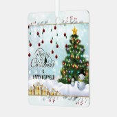 カスタマイズテキスト金ゴールドクリスマス結婚したセラミック メタルオーナメント (正面左)