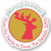 カスタマイズトナーダーヘッドレッドグリーン金ゴールドホリデー シール (正面)