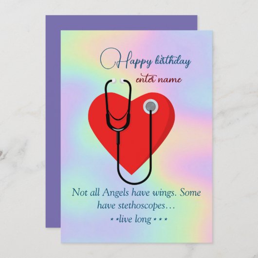 カスタマイズナースハッピーバースデーカード 案内状 (正面/裏面)