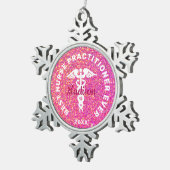 カスタマイズナース開業医NP卒業ピンク スノーフレークピューターオーナメント (右)