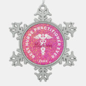 カスタマイズナース開業医NP卒業ピンク スノーフレークピューターオーナメント (正面)