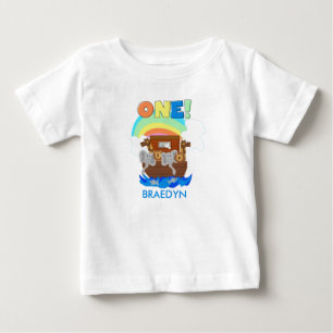 カスタマイズノアの箱舟のベビーの第1誕生日のTシャツ ベビーTシャツ