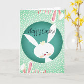 カスタマイズハッピーイースター素朴バニー カード (黄色い花)