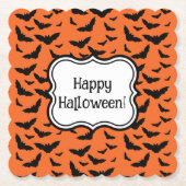 カスタマイズハローウィンパーティオレンジブラックこうもり ペーパーコースター (正面)