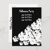 カスタマイズハローウィンパーティスカル白黒 インビテーションポストカード (正面/裏面)