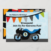 カスタマイズバイクもしくは自転車に乗る人のオートバイの誕生日の招待状 招待状 (正面/裏面)