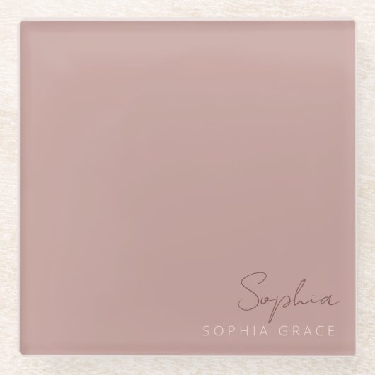 カスタマイズバラモダン手書きスクリプト ガラスコースター (正面)