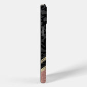 カスタマイズバラ金ゴールドグリッターとブラックダマスク Case-Mate iPhoneケース (裏面 / 右)