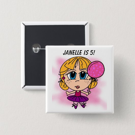 カスタマイズバレリーナの誕生日ボタン 缶バッジ (正面&裏面)