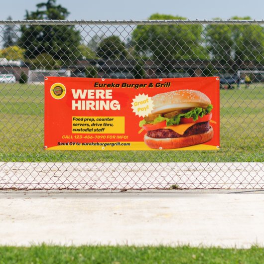 カスタマイズバーガーレストラン今採用 横断幕 (インサイチュ)