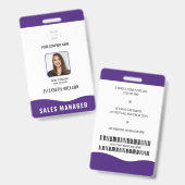 カスタマイズバーコード、ロゴ、名前、写真社員ID バッジ (表裏)