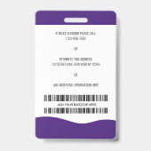 カスタマイズバーコード、ロゴ、名前、写真社員ID バッジ (裏面)