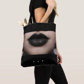 カスタマイズパーソナライズされたショッピングトートバッグ – 唇 トートバッグ (クローズアップ)