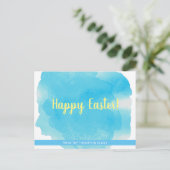 カスタマイズパーソナライズされた可能なイースターの水の色のスプラッシュ シーズンポストカード (スタンド正面)