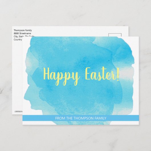 カスタマイズパーソナライズされた可能なイースターの水の色のスプラッシュ シーズンポストカード (正面/裏面)