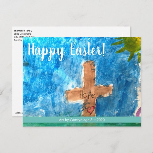 カスタマイズパーソナライズされた可能なイースターキッドのアートワーク シーズンポストカード (正面/裏面)